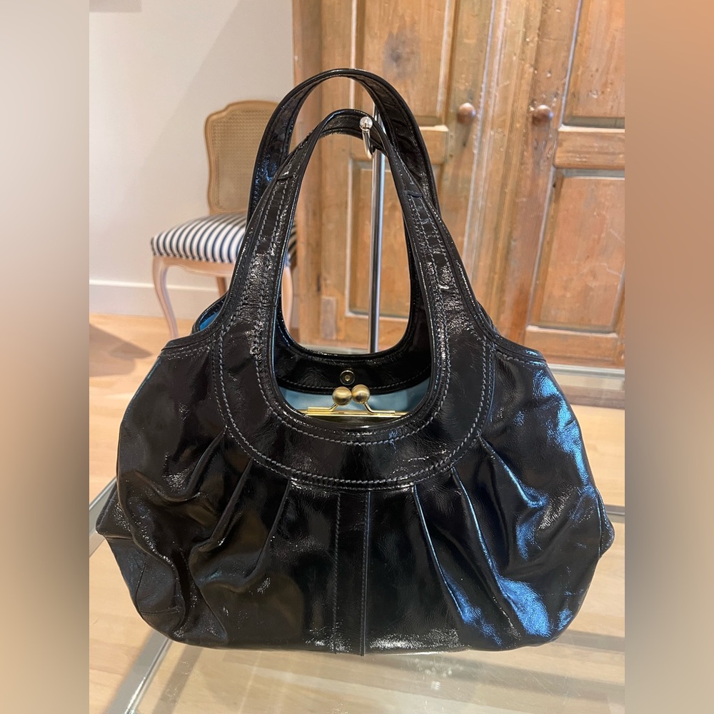 Coach Ergo kisslock  12520 Black patent shoulder bag